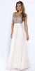 Bejeweled Bodice V-Neck Sleeveless Long Prom Dress in Champaign